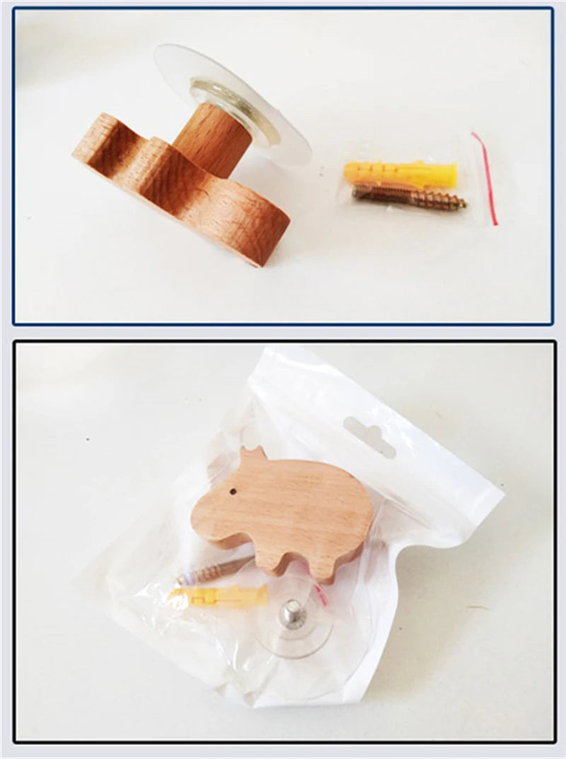 Cute Animal Wooden Hooks for Room Decor