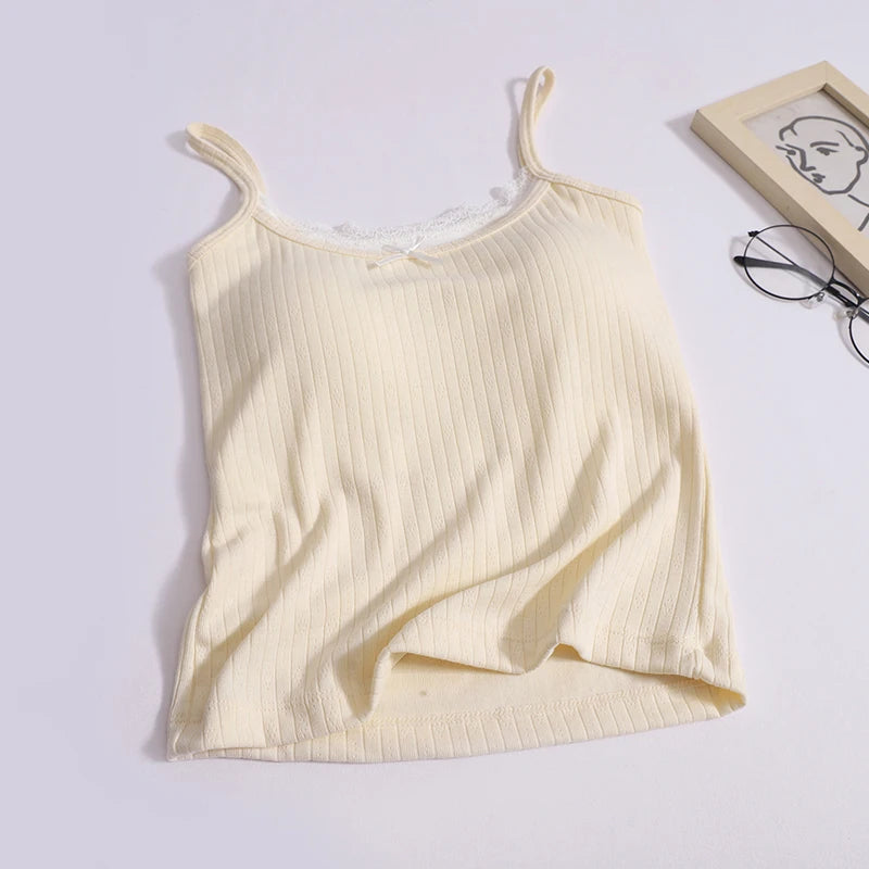 Coquette Sweet Lace Bow Knitted Tank Top