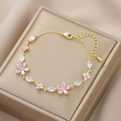 Coquette Luxury Colorful Zircon Flower Bracelet