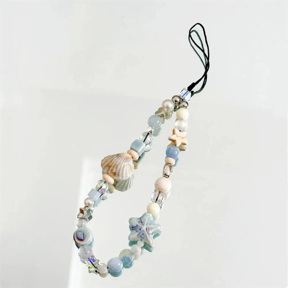 Ocean Blue Handmade Beaded Phone Charm