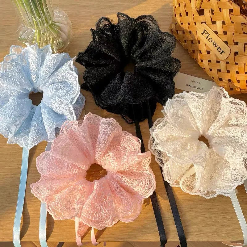 Coquette Vintage Lace Bow Scrunchie