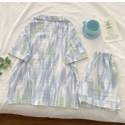 Charming Plaid Pajama Set with Ruffle Accents