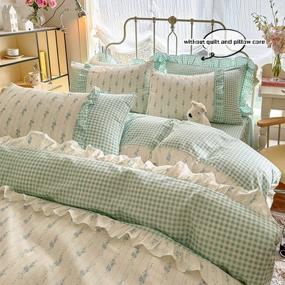 Coquette Floral Cotton Lace Bedding Set