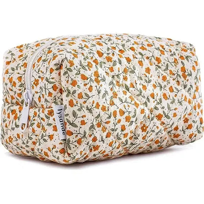 Coquette Floral Puffy Quilted Makeup Bag
