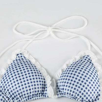 Sweet Gingham Ruffle Bikini Set