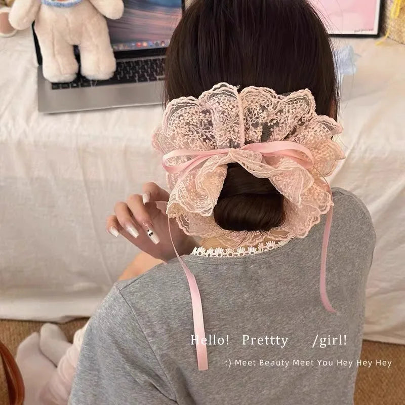 Coquette Vintage Lace Bow Scrunchie