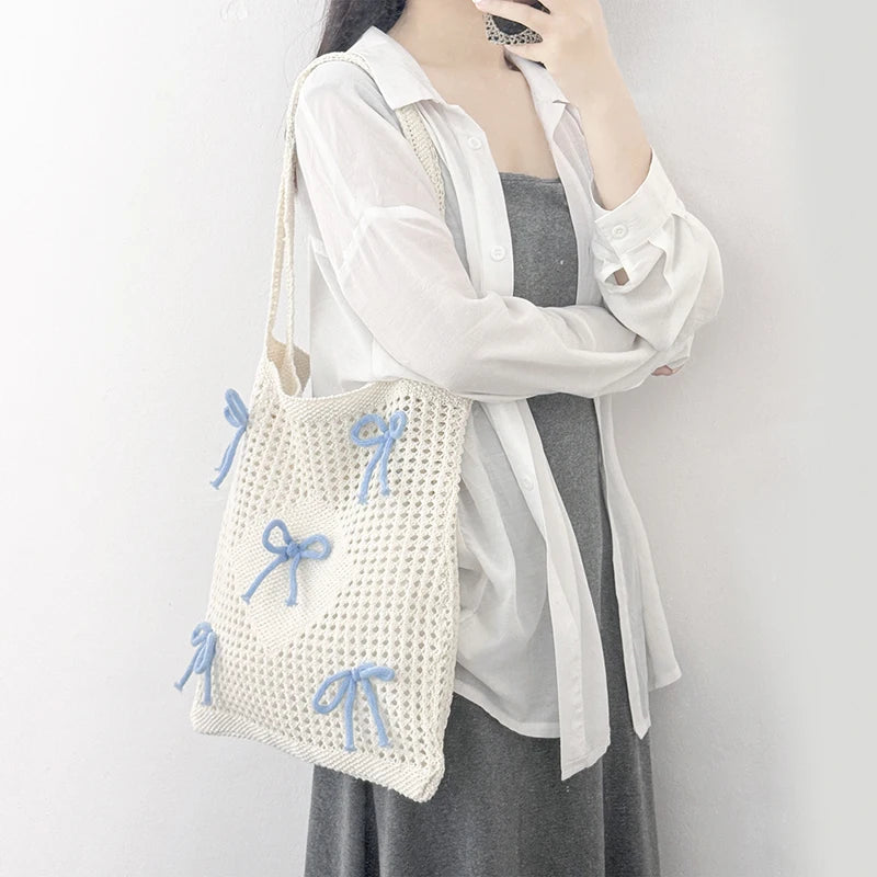 Fashionable Large Capacity Crochet Beach Tote Bag for Women