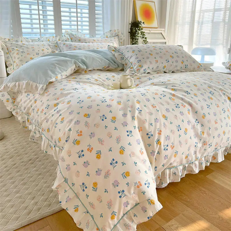 Coquette Bonenjoy Pink Ruffle Floral Bedding Set
