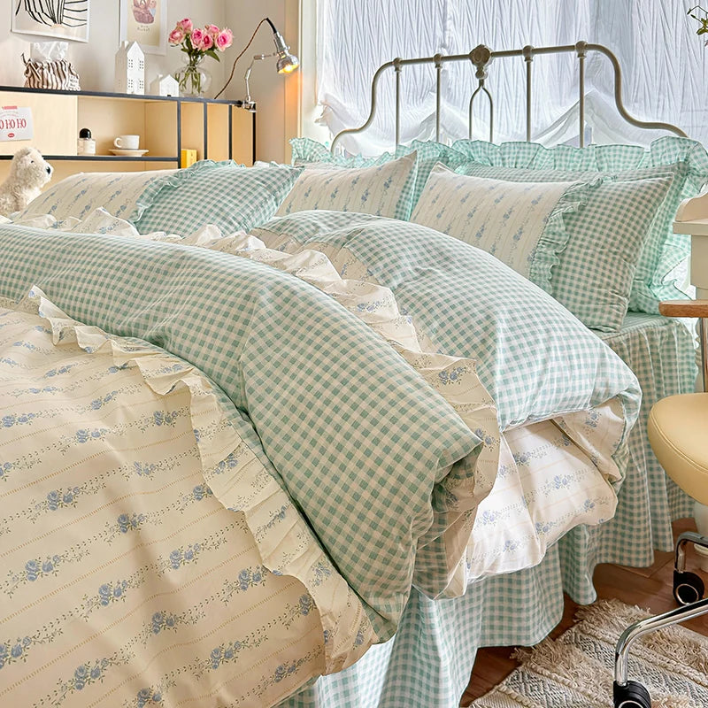 Coquette Floral Cotton Lace Bedding Set