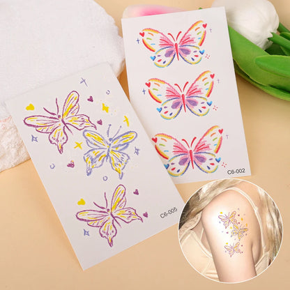 Cute Whimsical Heart and Bow Temporary Tattoo Set