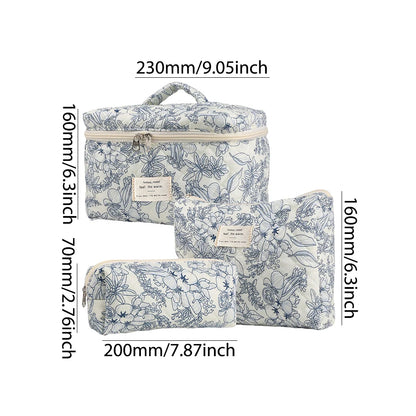 Coquette Floral Serenity Makeup Bag Trio