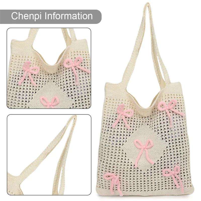 Fashionable Large Capacity Crochet Beach Tote Bag for Women