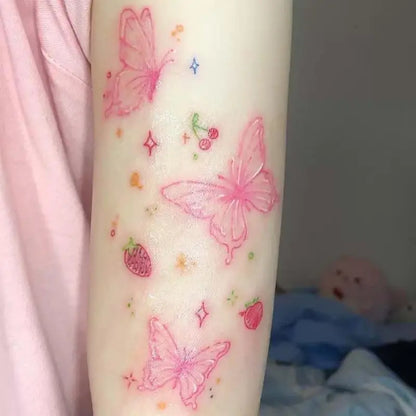 Coquette Butterfly and Cherry Temporary Tattoo Set