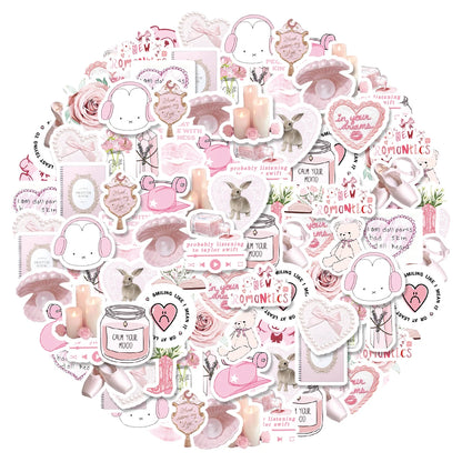Coquette Cute Bunny & Bear Pink Graffiti Stickers