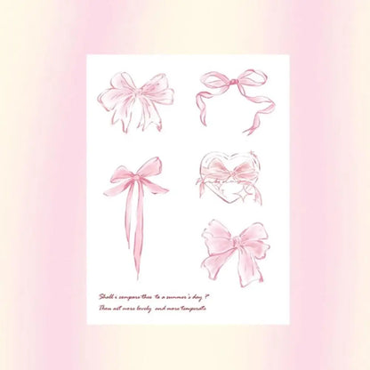 Coquette Pink Bow Temporary Tattoo Sweet Dreamy Waterproof Body Sticker