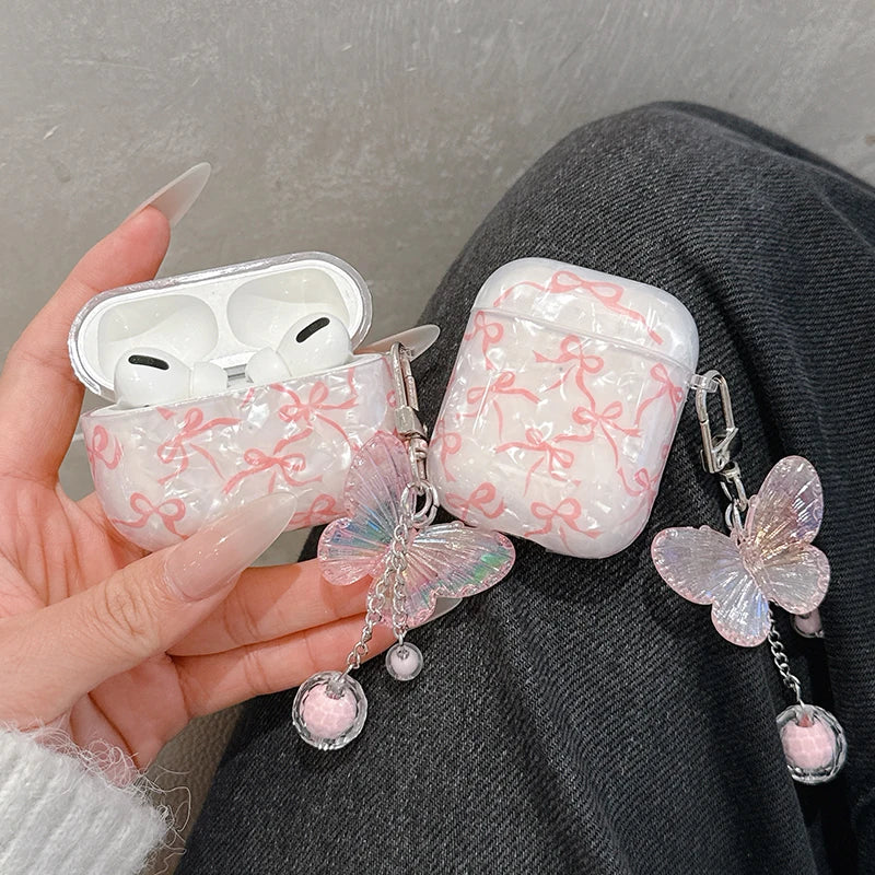 Coquette Pink Bow and Butterfly Charm Case