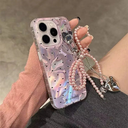 Coquette Pink Heart Charm Bow Phone Case
