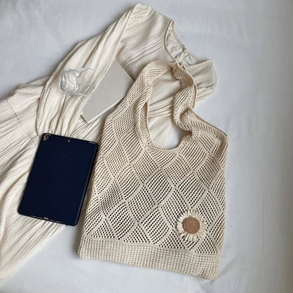 Coquette Crochet Flower Tote Bag