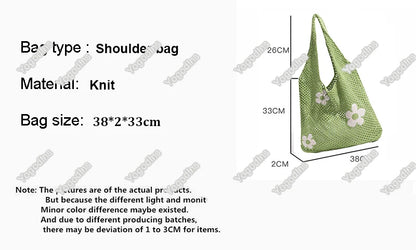 Sweet Flower Knitted Tote Bag