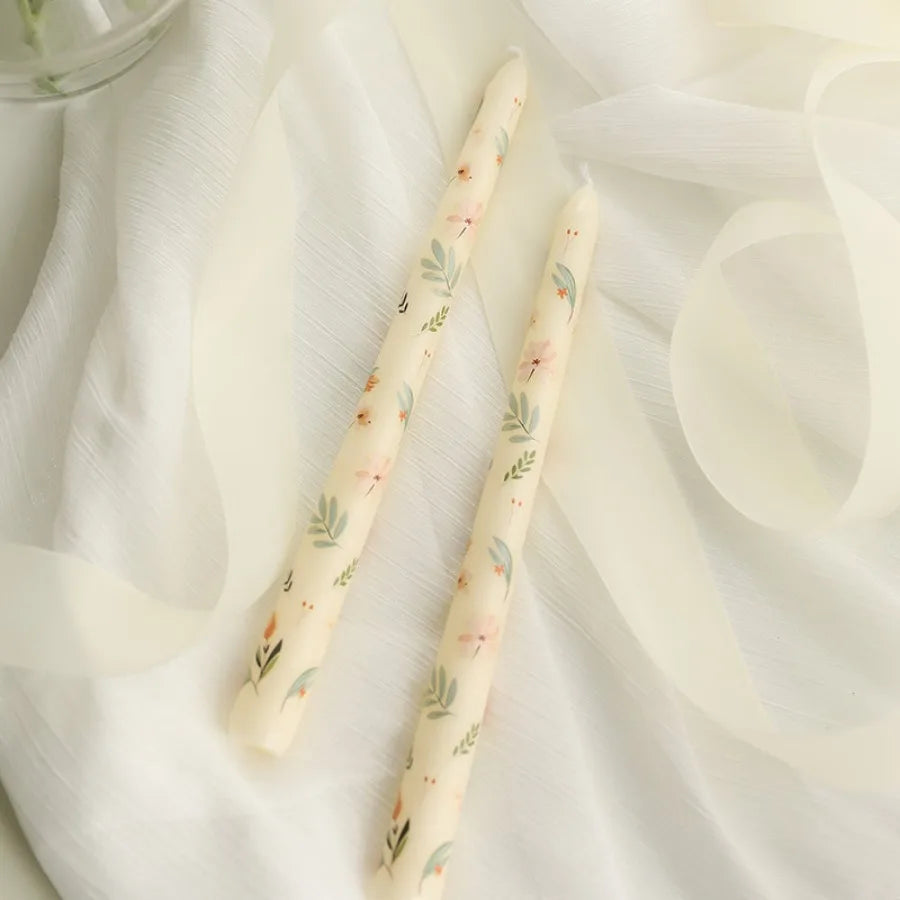 Coquette Hand-Painted Rose Scented Taper Candles (2pcs)