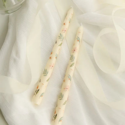 Coquette Hand-Painted Rose Scented Taper Candles (2pcs)