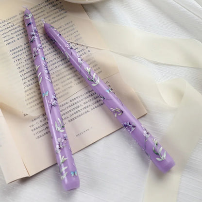 Coquette Hand-Painted Rose Scented Taper Candles (2pcs)