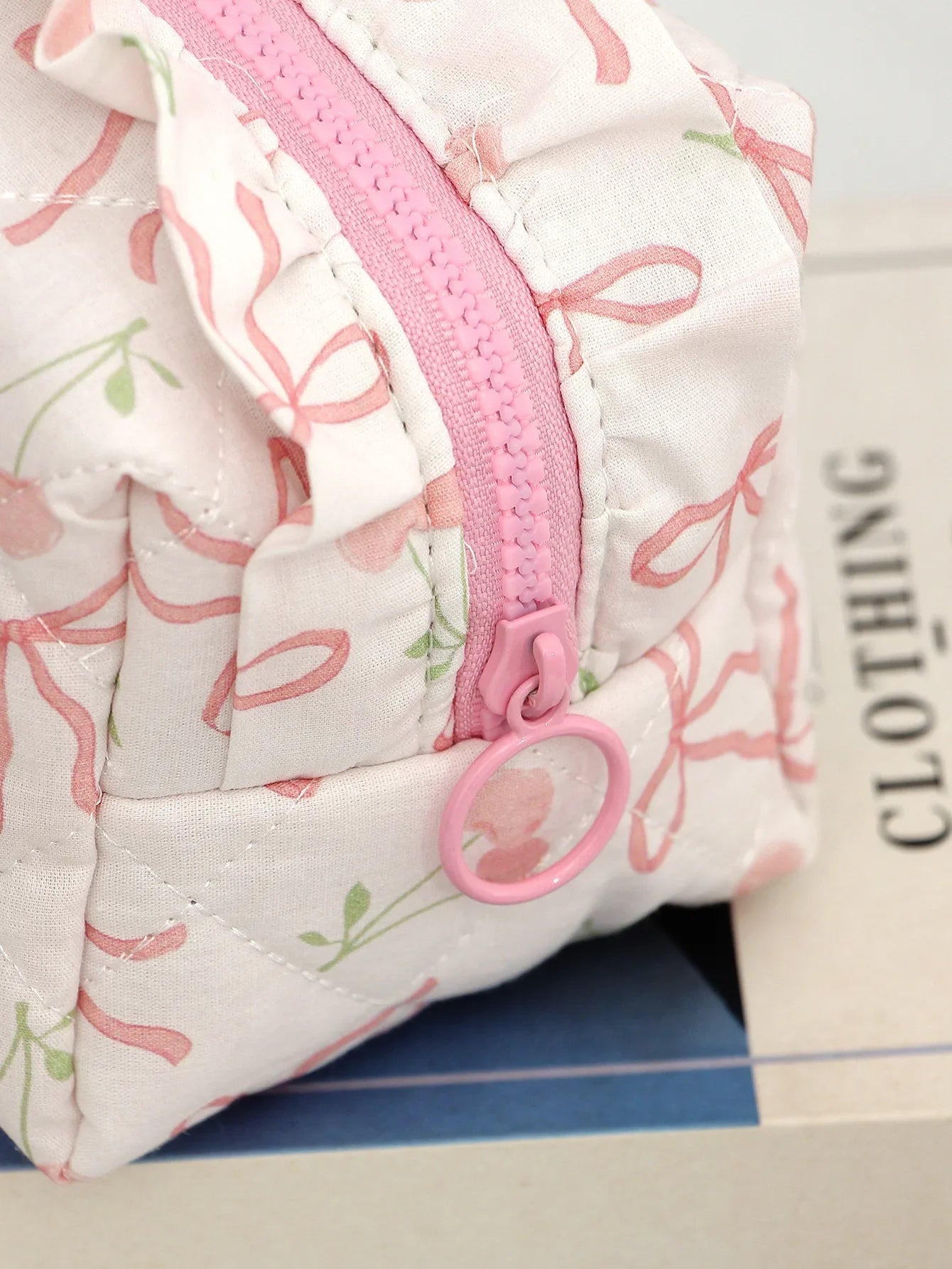 Coquette Floral Quilted Makeup Pouch Set