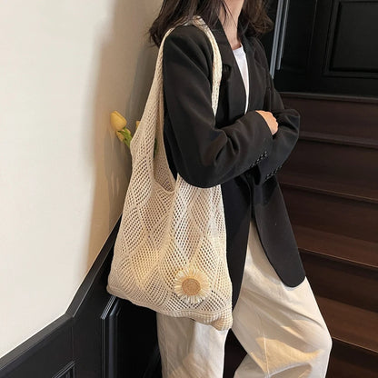 Coquette Crochet Flower Tote Bag