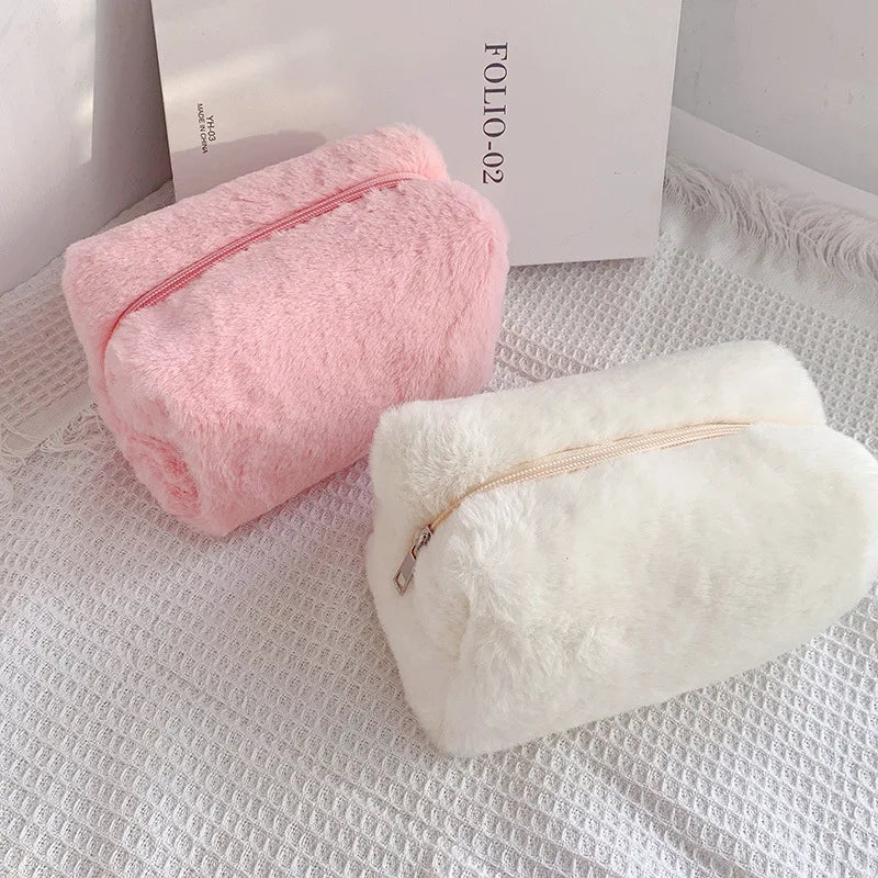 Chic Soft Fur Makeup Bag Organizer for Women