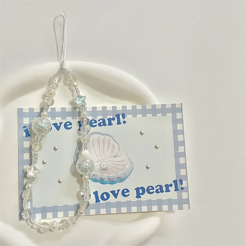Coquette Celestial Blue Star Beaded Phone Strap