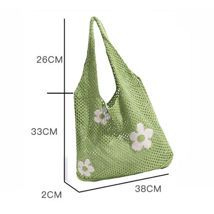 Sweet Flower Knitted Tote Bag