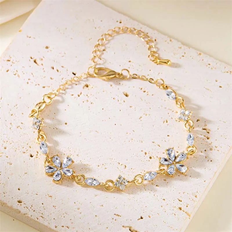 Coquette Luxury Colorful Zircon Flower Bracelet