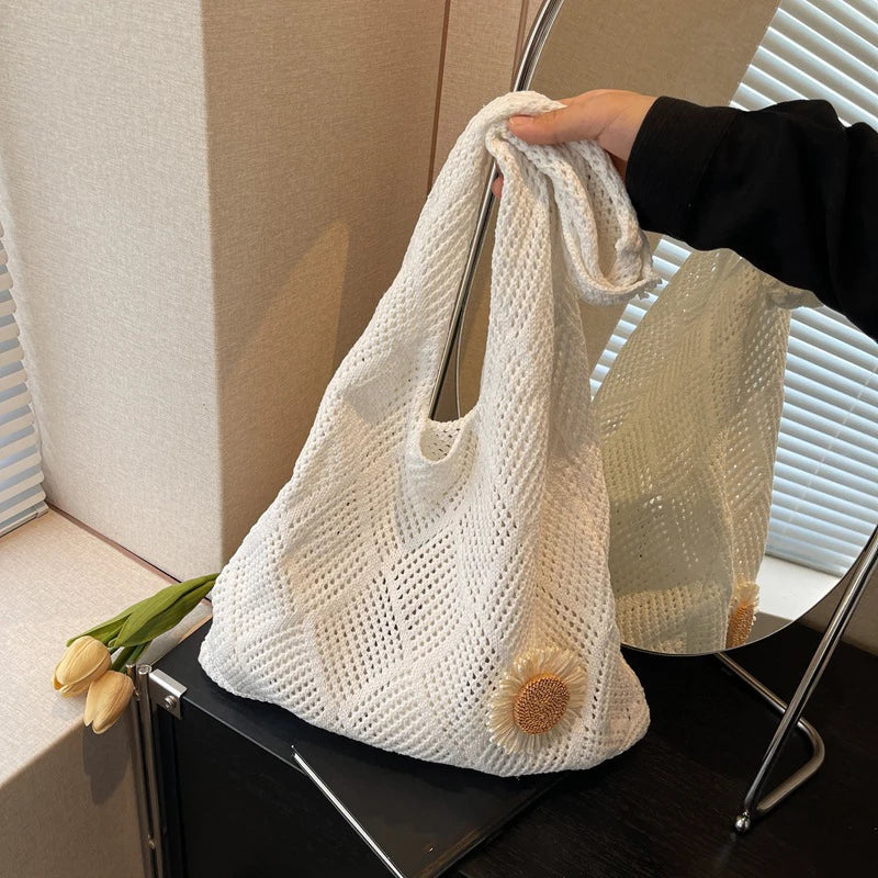 Coquette Crochet Flower Tote Bag