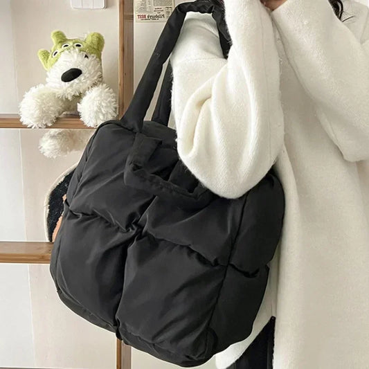 Women’s Retro Quilted Shoulder Bag Soft Tote Handbags