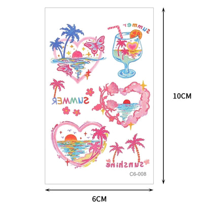 Cute Whimsical Heart and Bow Temporary Tattoo Set