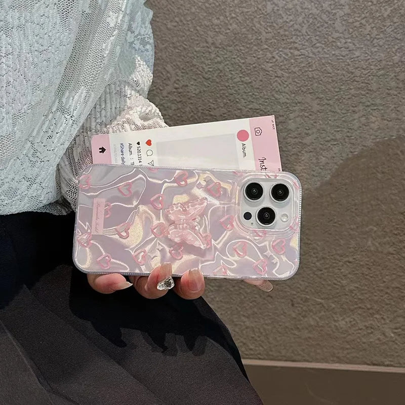 Coquette Pink Heart Butterfly Phone Case