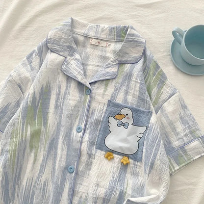 Charming Plaid Pajama Set with Ruffle Accents