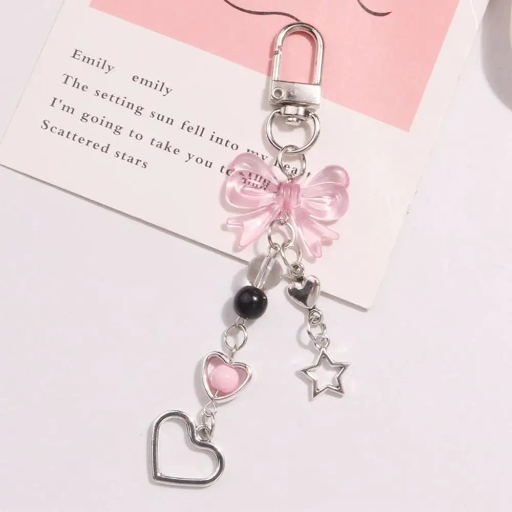 Coquette Cute Crystal Bowknot Pearl Beaded Phone Strap