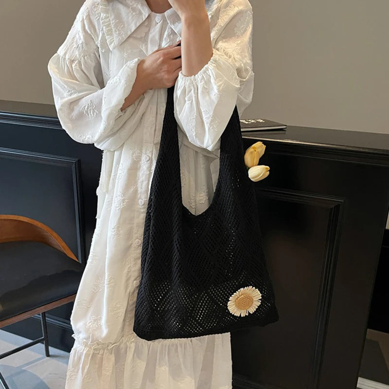 Coquette Crochet Flower Tote Bag