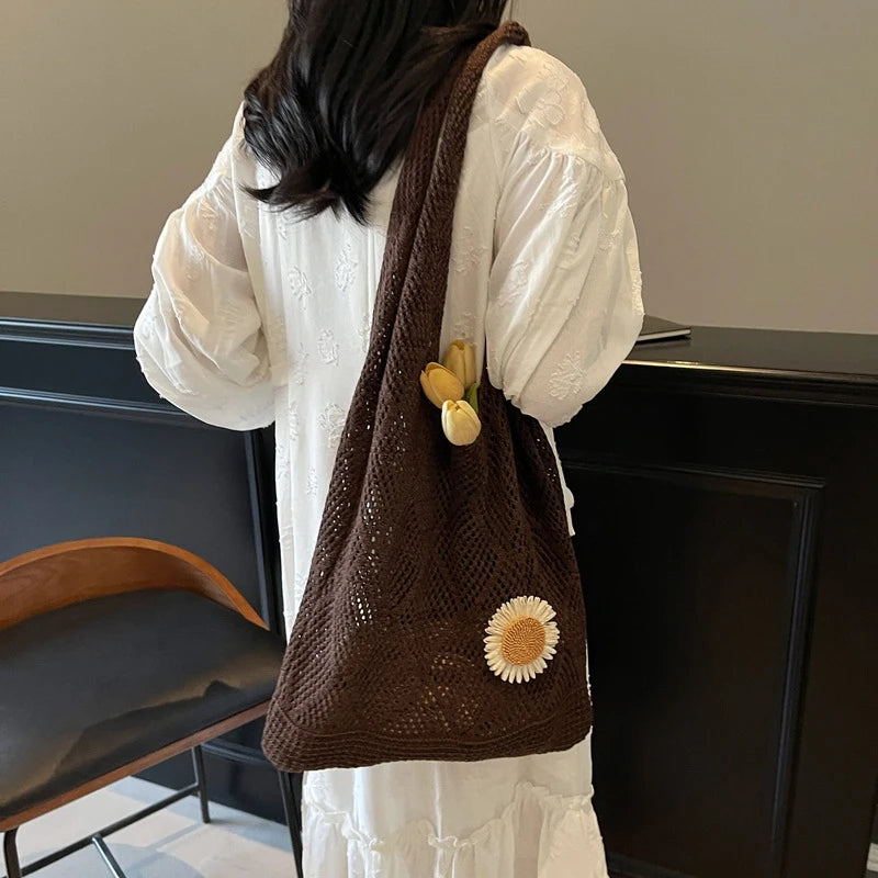 Coquette Crochet Flower Tote Bag