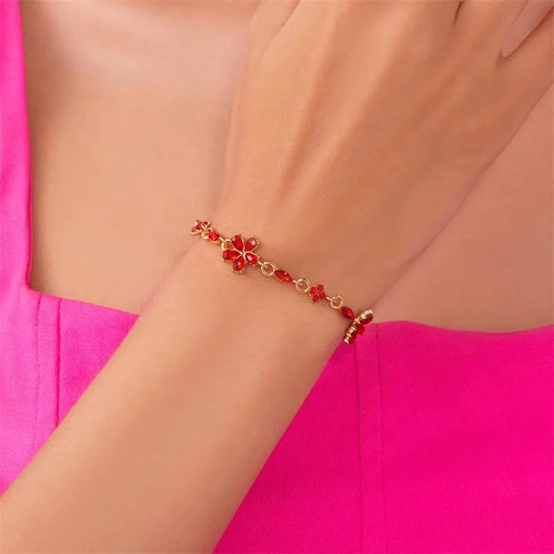 Coquette Luxury Colorful Zircon Flower Bracelet