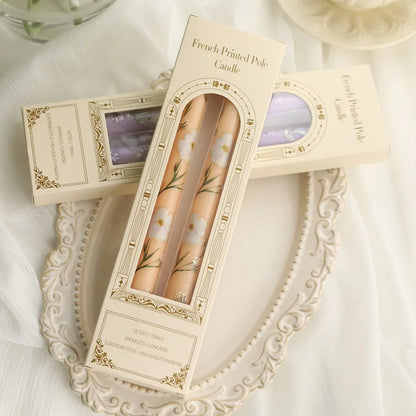 Coquette Hand-Painted Rose Scented Taper Candles (2pcs)