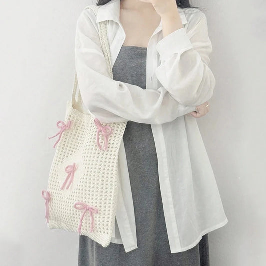 Fashionable Large Capacity Crochet Beach Tote Bag for Women