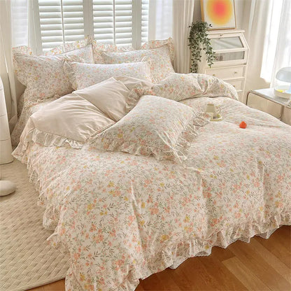 Coquette Bonenjoy Pink Ruffle Floral Bedding Set