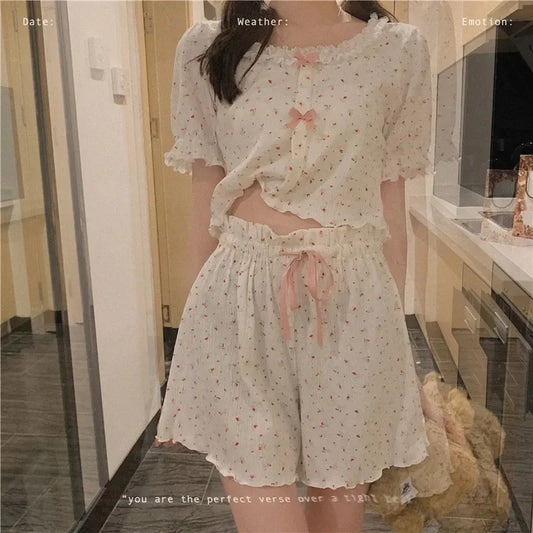 Coquette Floral Bow Short Pajama Set
