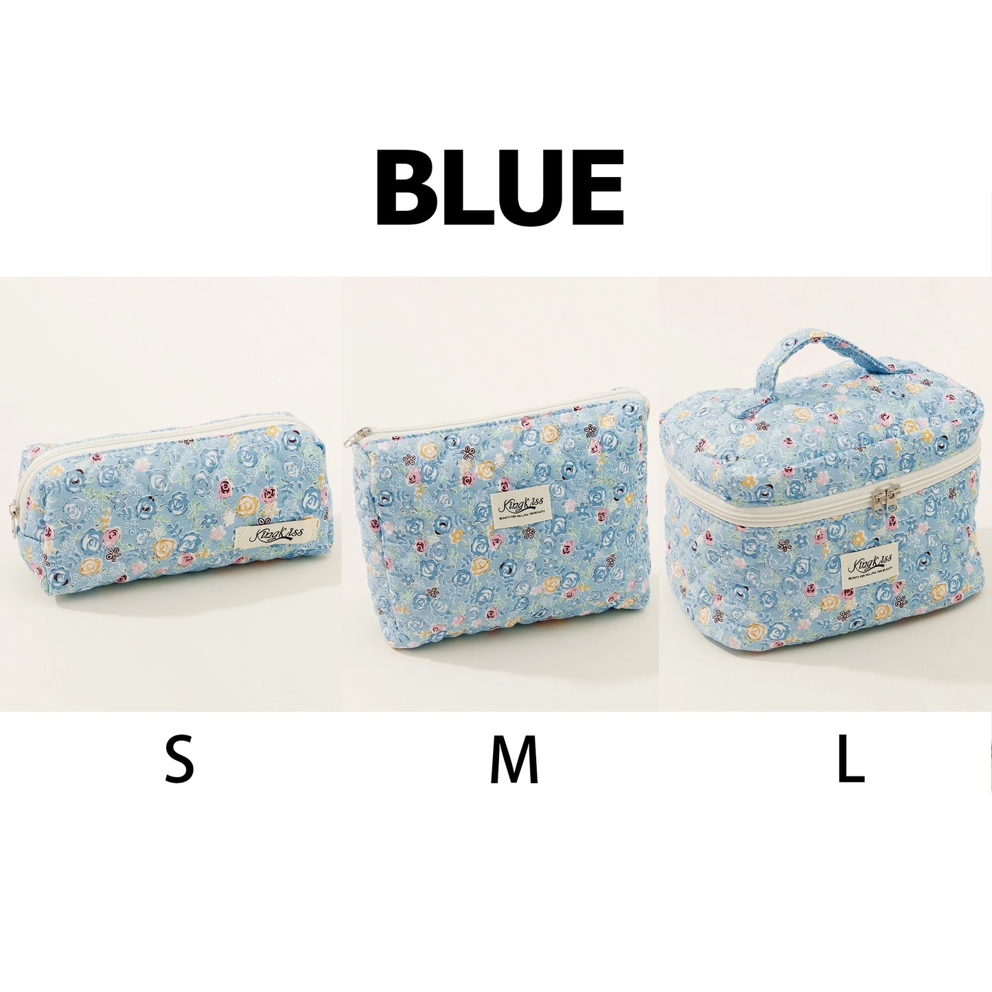 Cute Quilted Cotton Makeup Bag - Portable Zipper Cosmetic Organizer for Women and Girls