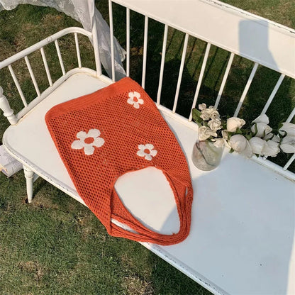 Sweet Flower Knitted Tote Bag