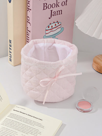 Cute Bow Quilted Makeup Bag for Stylish and Organized Beauty Storage