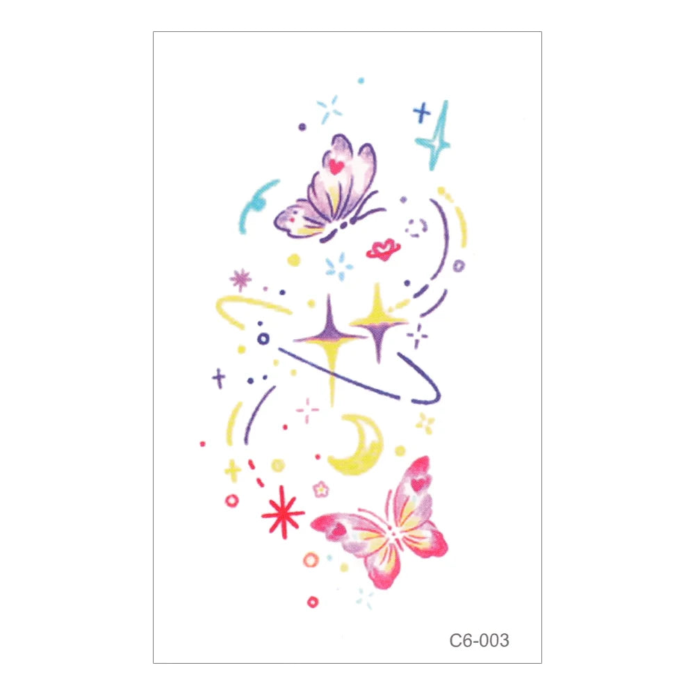 Cute Whimsical Heart and Bow Temporary Tattoo Set