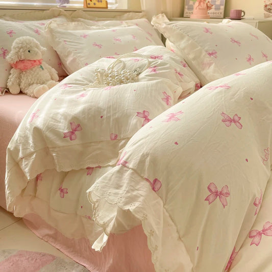 Coquette Bonenjoy Lace Bow Duvet Cover